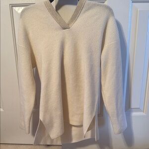 Elegant Cream V-Neck Women's Sweater